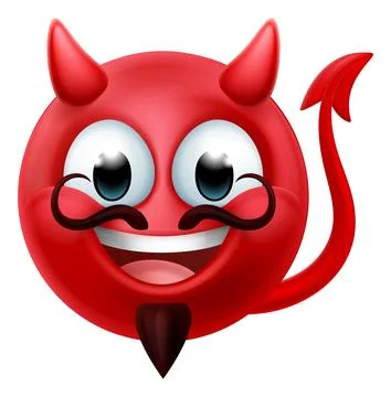 Devil Emoji Emoticon Man Face Cartoon Icon Mascot Stock Illustration