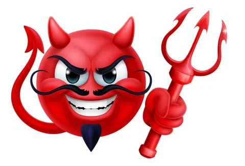 Devil Emoji Emoticon Man Face Cartoon Icon Mascot Stock Illustration