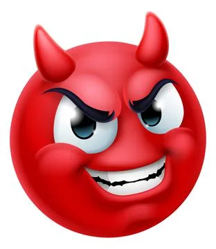 Devil Emoji Emoticon Man Face Cartoon Icon Mascot Stock Illustration