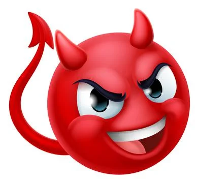 Devil Emoji Emoticon Man Face Cartoon Icon Mascot Stock Illustration