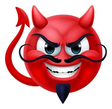 Devil Emoji Emoticon Man Face Cartoon Icon Mascot Stock Illustration