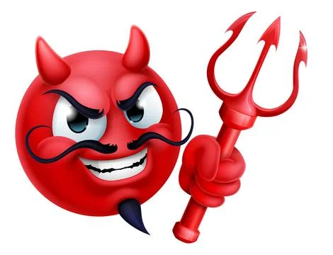 Devil Emoji Emoticon Man Face Cartoon Icon Mascot Stock Illustration