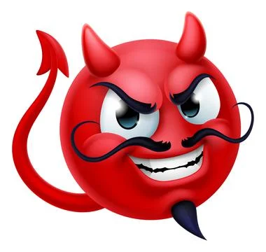 Devil Emoji Emoticon Man Face Cartoon Icon Mascot Stock Illustration