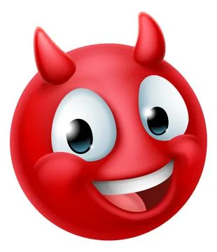 Devil Emoji Emoticon Man Face Cartoon Icon Mascot Stock Illustration