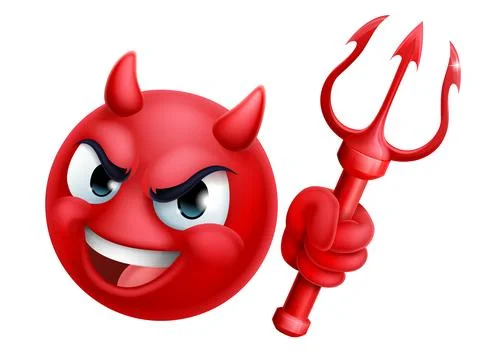 Devil Emoji Emoticon Man Face Cartoon Icon Mascot Stock Illustration