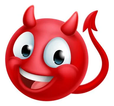 Devil Emoji Emoticon Man Face Cartoon Icon Mascot Stock Illustration