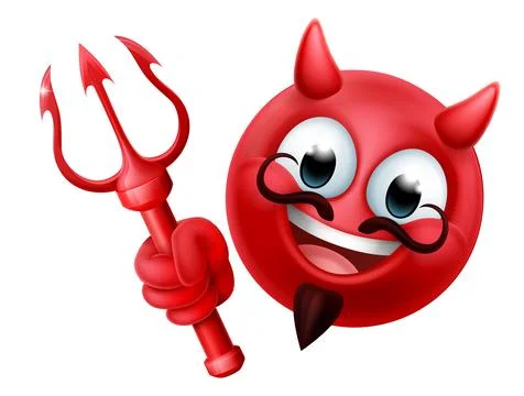 Devil Emoji Emoticon Man Face Cartoon Icon Mascot Stock Illustration