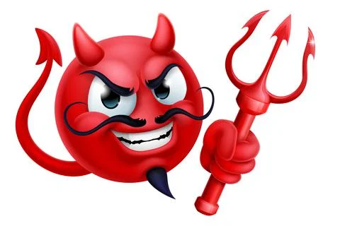 Devil Emoji Emoticon Man Face Cartoon Icon Mascot Stock Illustration