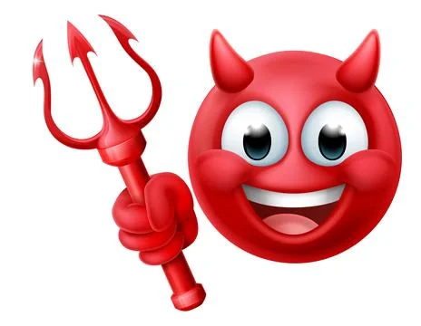 Devil Emoji Emoticon Man Face Cartoon Icon Mascot Stock Illustration