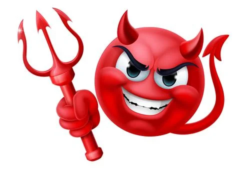 Devil Emoji Emoticon Man Face Cartoon Icon Mascot Stock Illustration