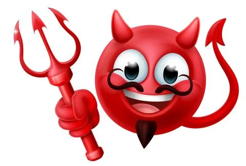 Devil Emoji Emoticon Man Face Cartoon Icon Mascot Stock Illustration