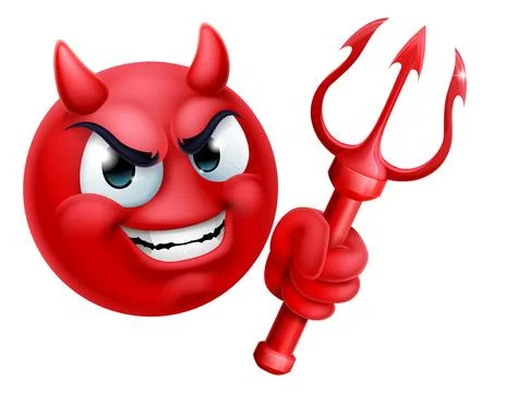 Devil Emoji Emoticon Man Face Cartoon Icon Mascot Stock Illustration