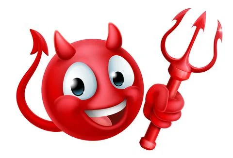 Devil Emoji Emoticon Man Face Cartoon Icon Mascot Stock Illustration