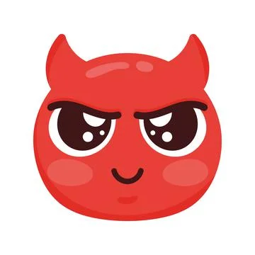 Devil emoji face character Stock Illustration