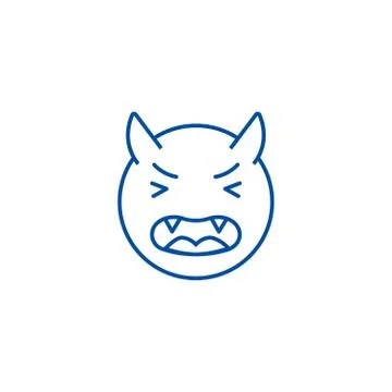 Devil emoji line icon concept. Devil emoji flat vector symbol, sign, outline Stock Illustration