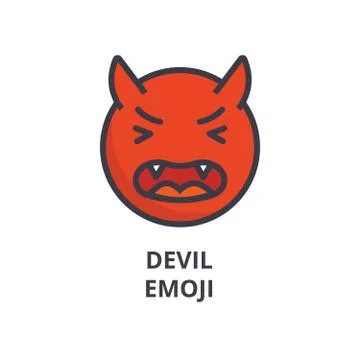Devil emoji vector line icon, sign, illustration on background, editable strokes Stock Illustration