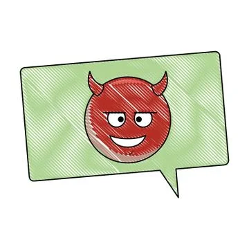 Devil emoticon in bubble scribble イラスト素材