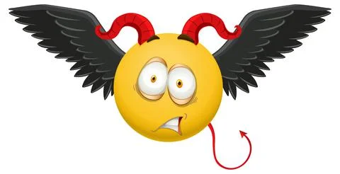 Devil emoticon with facial expression Stock Illustration