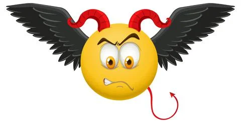 Devil emoticon with facial expression Stock Illustration