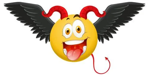 Devil emoticon with facial expression Stock Illustration