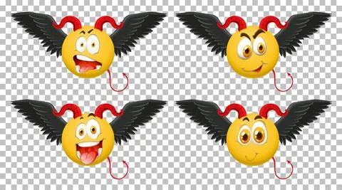 Devil emoticon with facial expression Stock Illustration