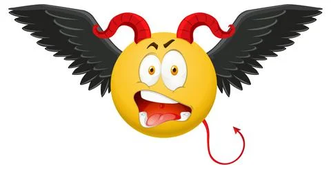 Devil emoticon with facial expression Stock Illustration