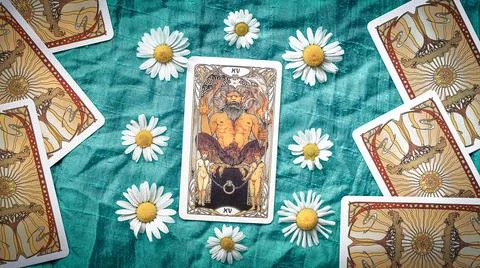 The Devil, Esoteric concept and astrology, Fortune telling tarot cards Stock Photos