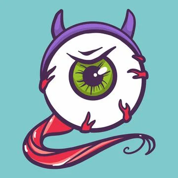 Devil eyeball icon, hand drawn style Illustrazione stock
