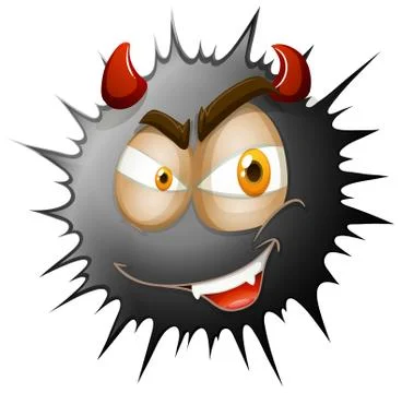 Devil face on black splash Illustrazione stock