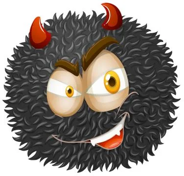 Devil face on fluffy ball 스톡 일러스트