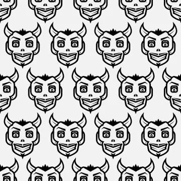 Devil face Halloween background seamless pattern Stock Illustration