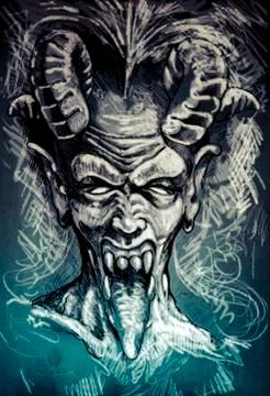 Devil, fantasy illustration over textured background イラスト素材