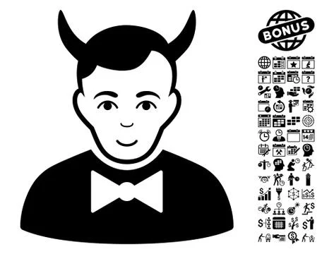 Devil Flat Vector Icon With Bonus Stock Illustration