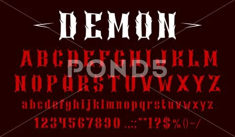 Devil font, demon typeface alphabet, Satan letters: Graphic #203605777