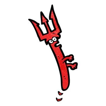 Devil fork cartoon character Stock Illustration