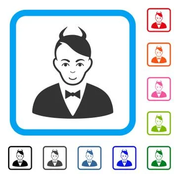 Devil Framed Joyful Icon Illustration