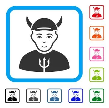 Devil Framed Joyful Icon Illustration