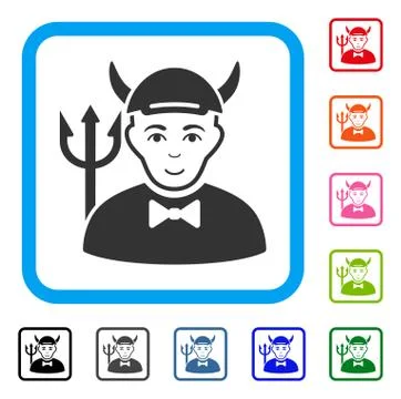 Devil Framed Smiling Icon Illustration