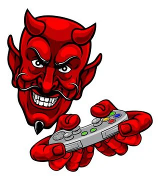 Devil Gamer Video Game Controller Mascot Cartoon Stock Illustration