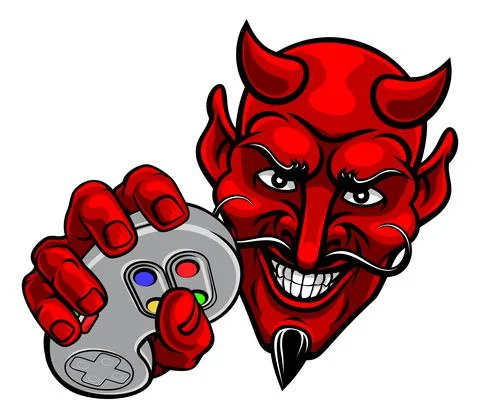 Devil Gamer Video Game Controller Mascot Cartoon Stock Illustration