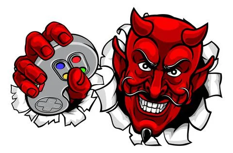 Devil Gamer Video Game Controller Mascot Cartoon Stock Illustration