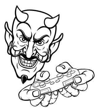 Devil Gamer Video Game Controller Mascot Cartoon Illustrazione stock