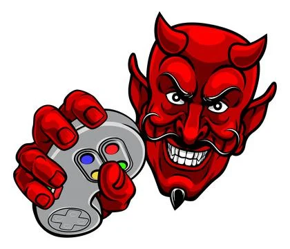 Devil Gamer Video Game Controller Mascot Cartoon Stock Illustration