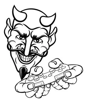 Devil Gamer Video Game Controller Mascot Cartoon Illustrazione stock