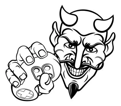 Devil Gamer Video Game Controller Mascot Cartoon Illustrazione stock