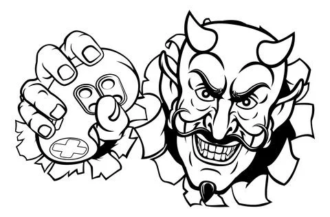 Devil Gamer Video Game Controller Mascot Cartoon イラスト素材
