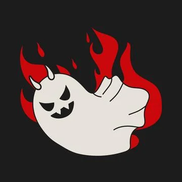 Devil Ghost in Flames for Halloween Stock Illustration