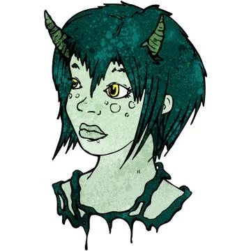 Devil girl cartoon Stock Illustration