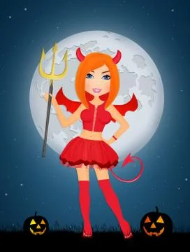 Devil girl of Halloween Stock Illustration