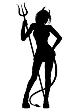 Devil girl silhouette Stock Illustration